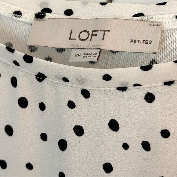 LOFT Petite Polka Dot Mixed Media Shell - Picture 3 of 3